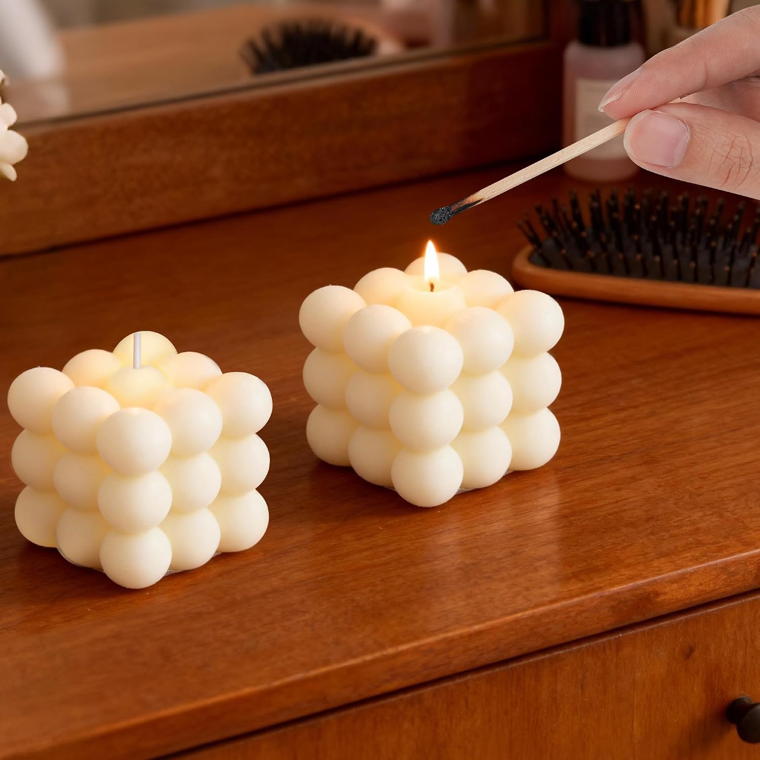 SHIDOW 2Pcs Bubble Shaped Scented Candles, 5.4oz, White