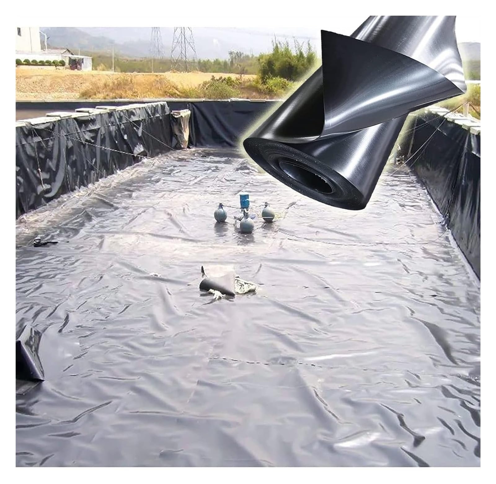 Wyściółka stawu HDPE | Wiele rozmiarów dla stawów i wodospadów: Wyściółka stawu HDPE(1.5x8 m)