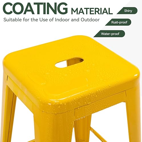 Miniatura 29 de Vogue Furniture Direct Taburetes de bar de metal de 24 pulgadas, taburetes de bar de altura de mostrador, taburetes apilables para interiores y