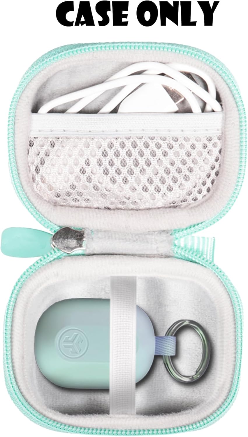 CaseSack Case for JLab Go Air Pop, Air Tones+/ Tones, JBuds Mini True Wireless Earbuds, Compact Organizer for The Charger case and Charger Cord (Mint) - Image 3