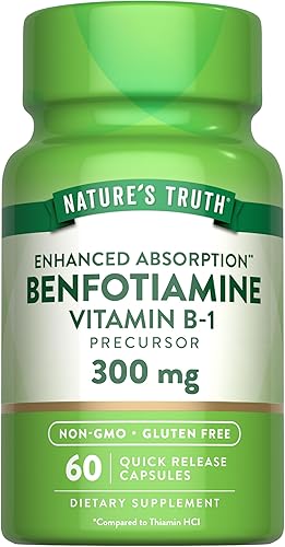 Nature's Truth Benfotiamina  300 mg  60 unidades  Suplemento sin OMG y sin gluten  Precursor de vitamina B1