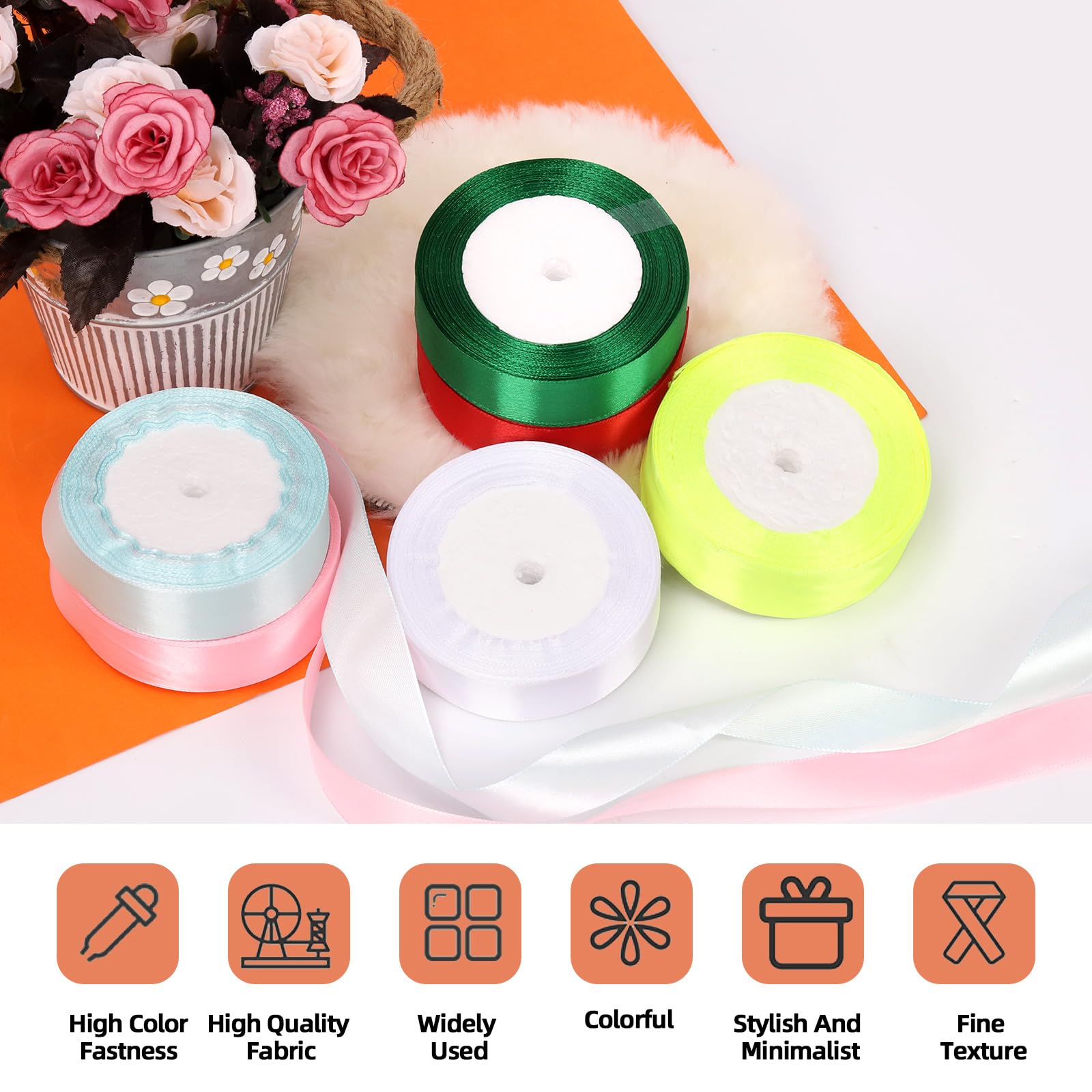 Set Di 10 Rotoli Di Nastro Di Raso Misto, Nastro Decorativo