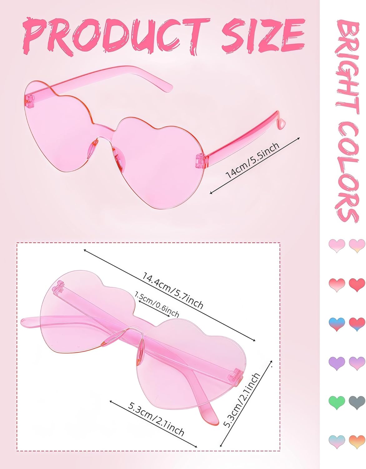 24 Pairs Heart Sunglasses for Women, Pink Heart Glasses for Party Favor - Image 2