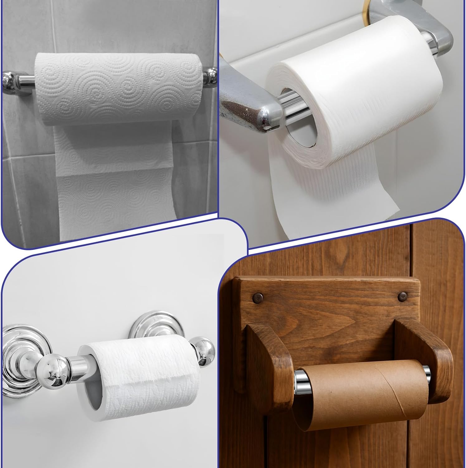 2Pcs Paper Toilet Holder Replacement Rod, Universal Stainless Steel Toilet Paper Holder Spring Loaded Toilets Papers Holders Roller Replacement (Sliver)