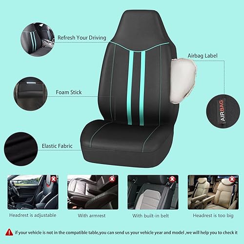 Miniatura 3 de CAR-GRAND - Fundas para los dos asientos delanteros del auto, de ajuste universal, deportivas, Rainbow, con respaldo alto, compatibles con bolsa de