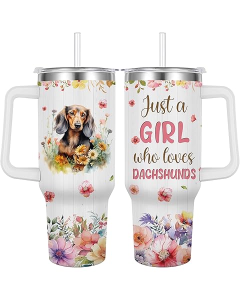 Dachshund Travel Mug for Girls,Vacuum Insulated Tumbler 40oz (dachshund)