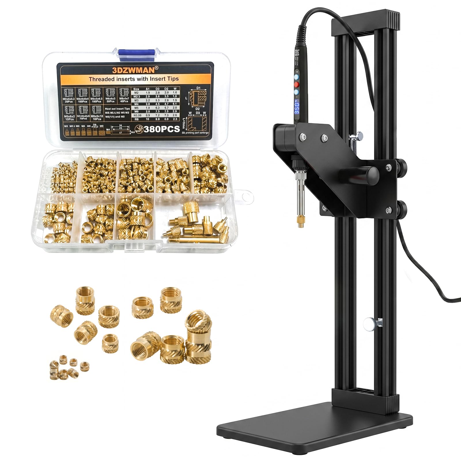 Vertical Heat Set Insert Tool Press for Large Plastic &amp; 3D Print Components