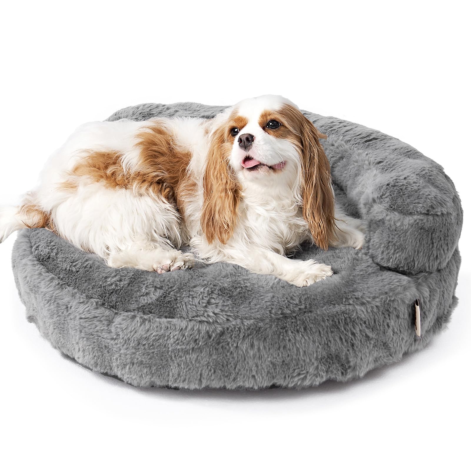 EHEYCIGA Soft Cat Couch Bed for Indoor Cats, Fluffy Small Dog Bed with Removable Washable Cover, Bolster Pet Sofa, Waterproof and Non-Slip, 23" x 23"x