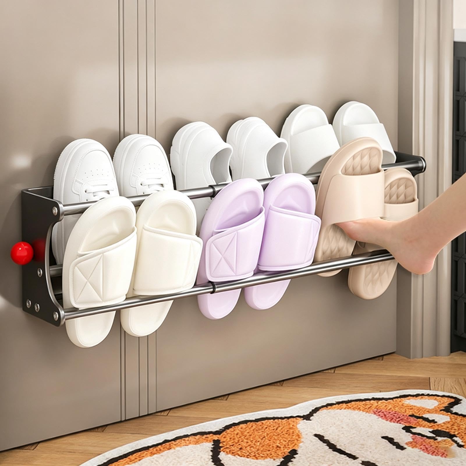 Zapatero para puerta ajustable de doble capa que ahorra espacio