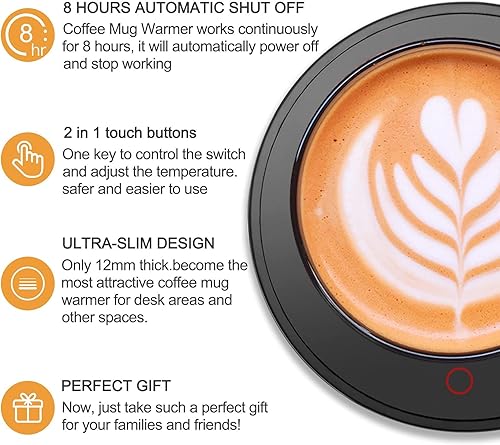 Miniatura 5 de Beetwo - Calentador de taza de café, encendido y apagado automático de inducción por gravedad, calentador de café para uso en escritorio, calentador