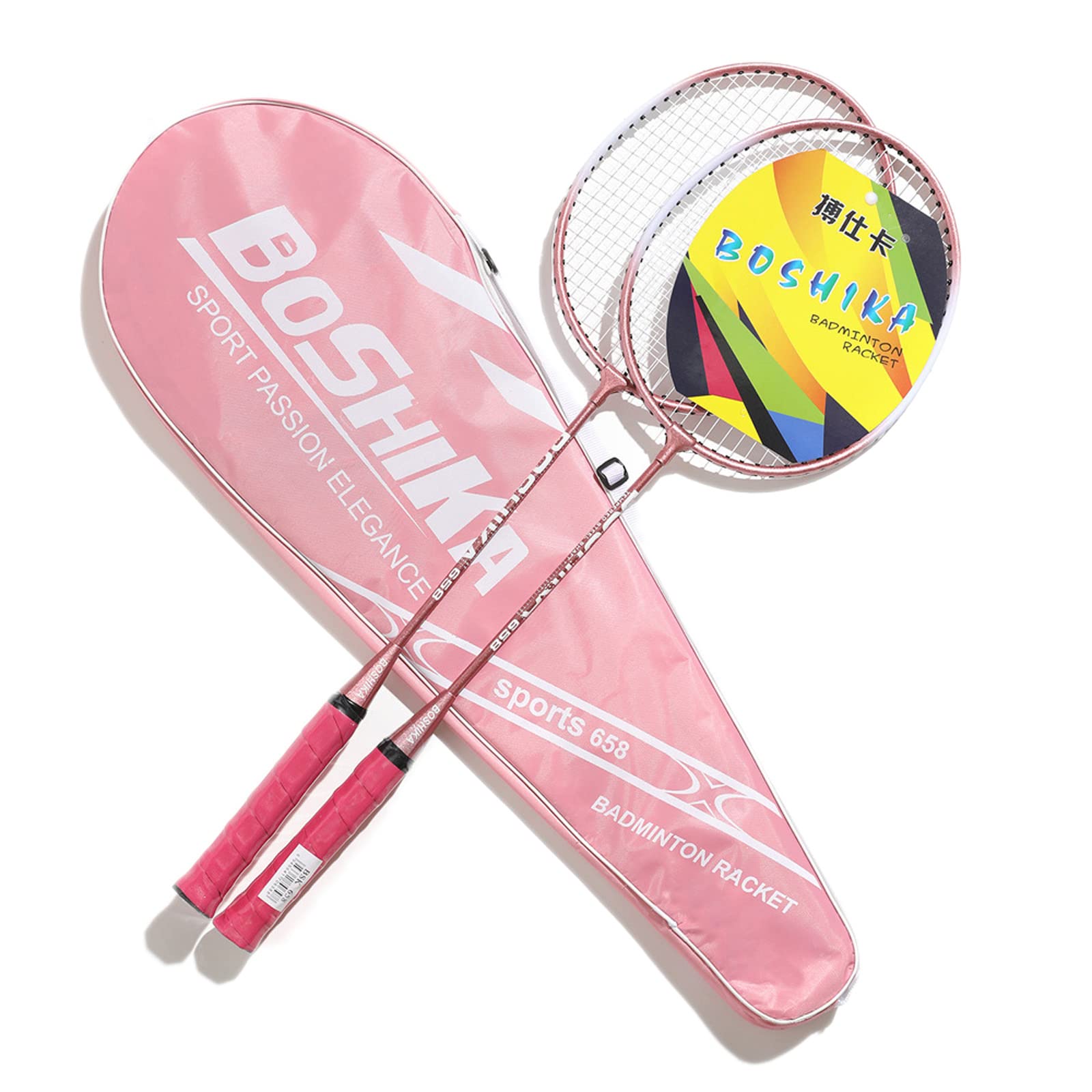 Raquettes De Badminton LANTRO JS - Lot De 2 Raquettes Roses Avec Sac, Idéal Pour Débutants Et étudiants
