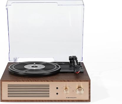 Crosley Miles Vinyl Record Player, 3 Speed Bluetooth Turntable, Walnut