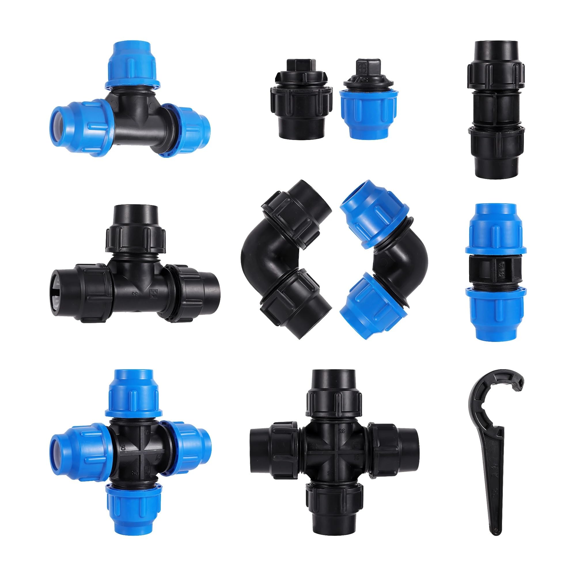 AUOQKQUT 50mm Pe Pipe Ball Valve Connector Quick Joint Elbow Three-Way Four-Way Diverter Garden Irrigation Conversion(2769) AUOQKQUT