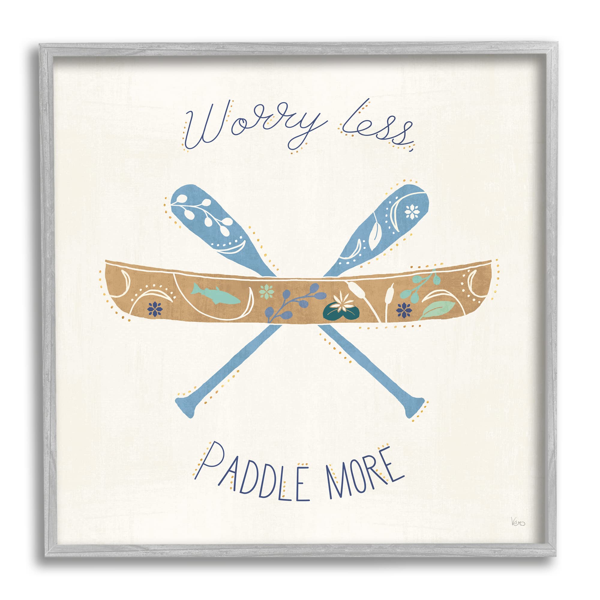 Stupell IndustriesWorry Less Paddle More Canoe Boat Typography Framed Wall Art, Design By Veronique Charron