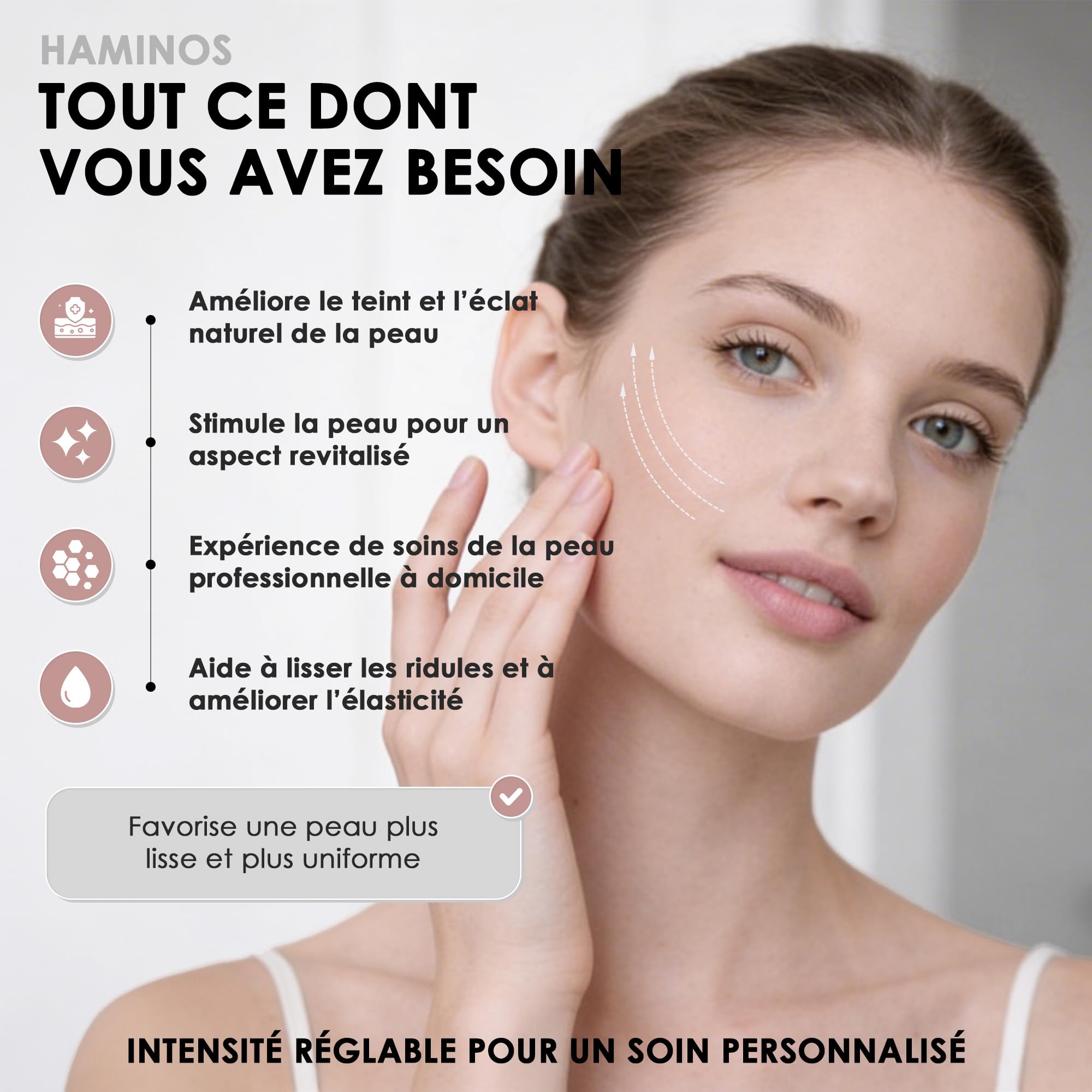 Masseur Visage Microcourant avec Roller 3D, 3 Niveaux d’Intensité, Appareil Massage Visage pour Lifting, Contour du Visage, Cou, Bras et Jambes, UTILISATION OBLIGATOIRE AVEC LE SÉRUM