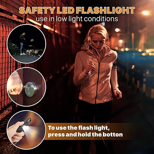 Miniatura 4 de Alarma personal de sonido seguro, paquete de 2 unidades de 130 dB de sirena fuerte con alarma de seguridad de emergencia con luz LED estroboscópica