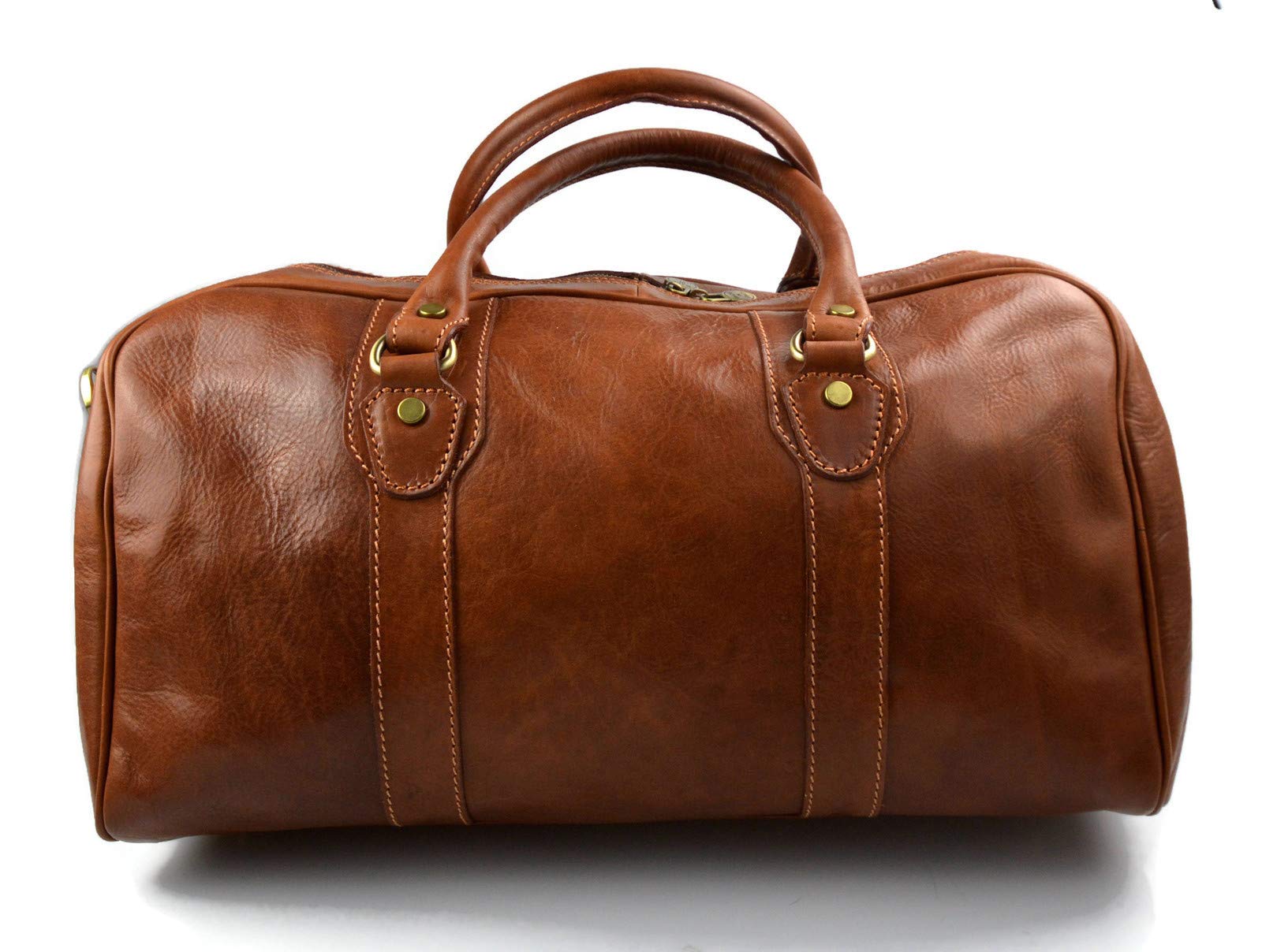 Bolso de viaje deportivo mujer hombre marron bolso de cuero con asas y correa de piel genuina bolso de mano de viaje bolso de espalda