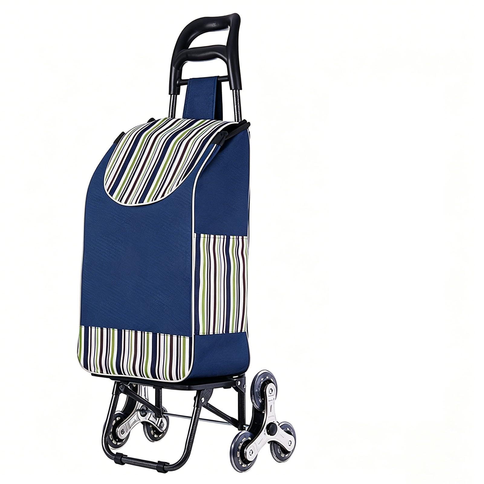 JYHCD Shopping Trolley, 2 in 1 Folding Grocery Cart Hand Truck with Elastic Rope, Smooth Wheels and Detachable Bag, Lightweight Stair Climbing Cart for Shopping and Transportation,Blue