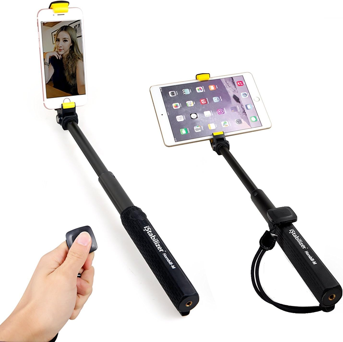 Selfie Stick, iStabilizer Selfie Stick for iPhone 6 6S 7 iPad with Sperated Bluetooth Remote Shutter Control for iOS iPhone 6 6s 7 7 Plus and Andriod Samsung Galaxy Phones 2 Patens Black Size M