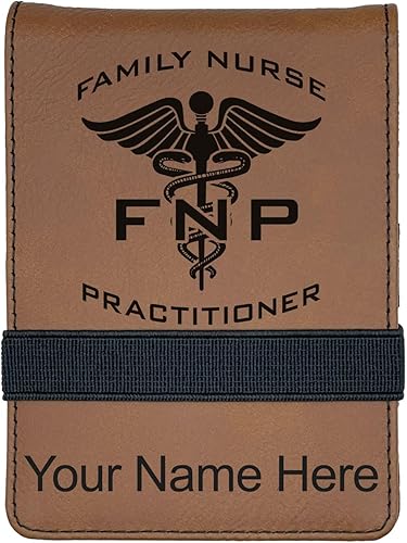 Miniatura 15 de LaserGram Mini padfolio con bloc de notas y bolígrafo, enfermera practicante de la familia FNP, grabado personalizado incluido (rosa)