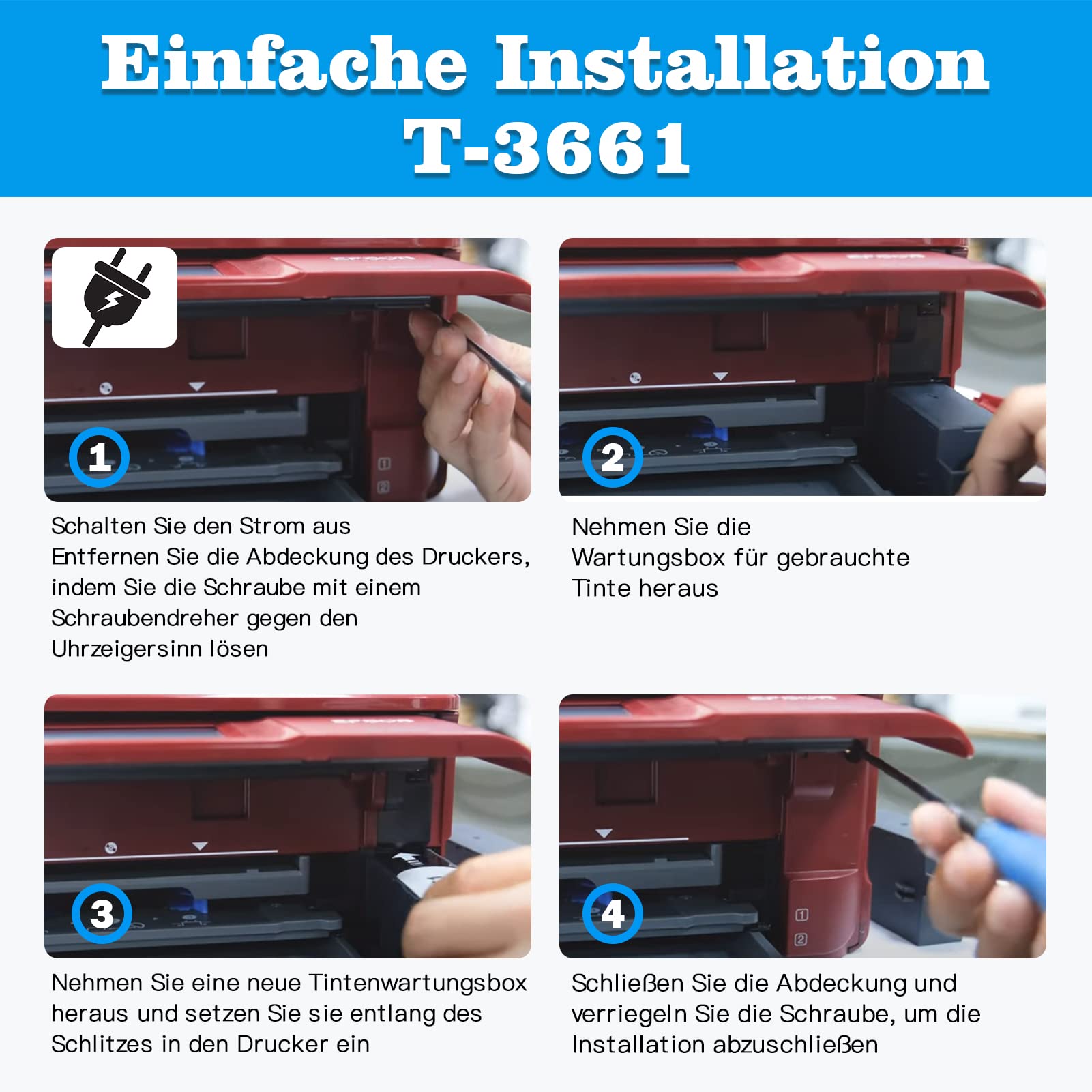 Nextpage T3661 Scatola di manutenzione C13T366100 Compatibile con Epson Xp 6000 XP-8500 XP-8505 XP-8600 XP‑8605 XP-15000 XP-6000 XP-6001 XP-6005 XP-6100 XP-6105 XP-9705 Stampante (T366) 61 scatola di
