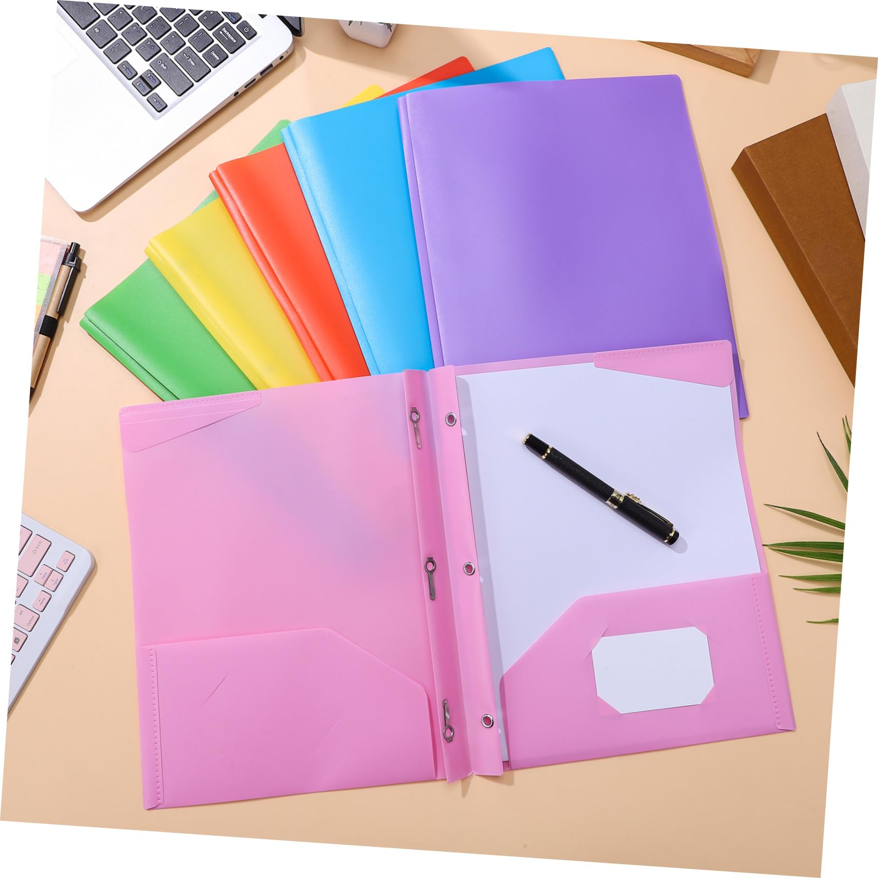9 Stück Teiliges Kunststoff ordner mit Zwei Taschen Farbige Dokumentenmappe für Büro und Schule Robuster Plastik organizer zur Flexiblen Ablage und Übersichtlichen