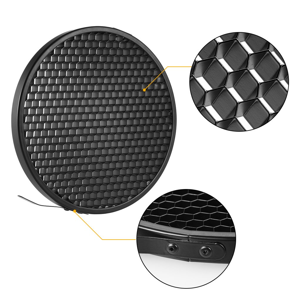 Riflettore Bowens 18 Cm Con Griglie 20°/40°/60° - Compatibile Con Flash Da Studio Bowens, Per Fotografia Professionale