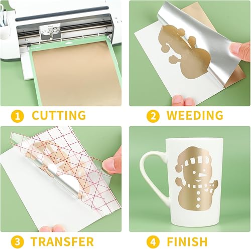 Miniatura 10 de Lya Vinyl Rollo de vinilo permanente de espejo cromado, vinilo autoadhesivo de PET negro de 12 x 8 pies para Cricut, Silhouette Cameo, rollo de