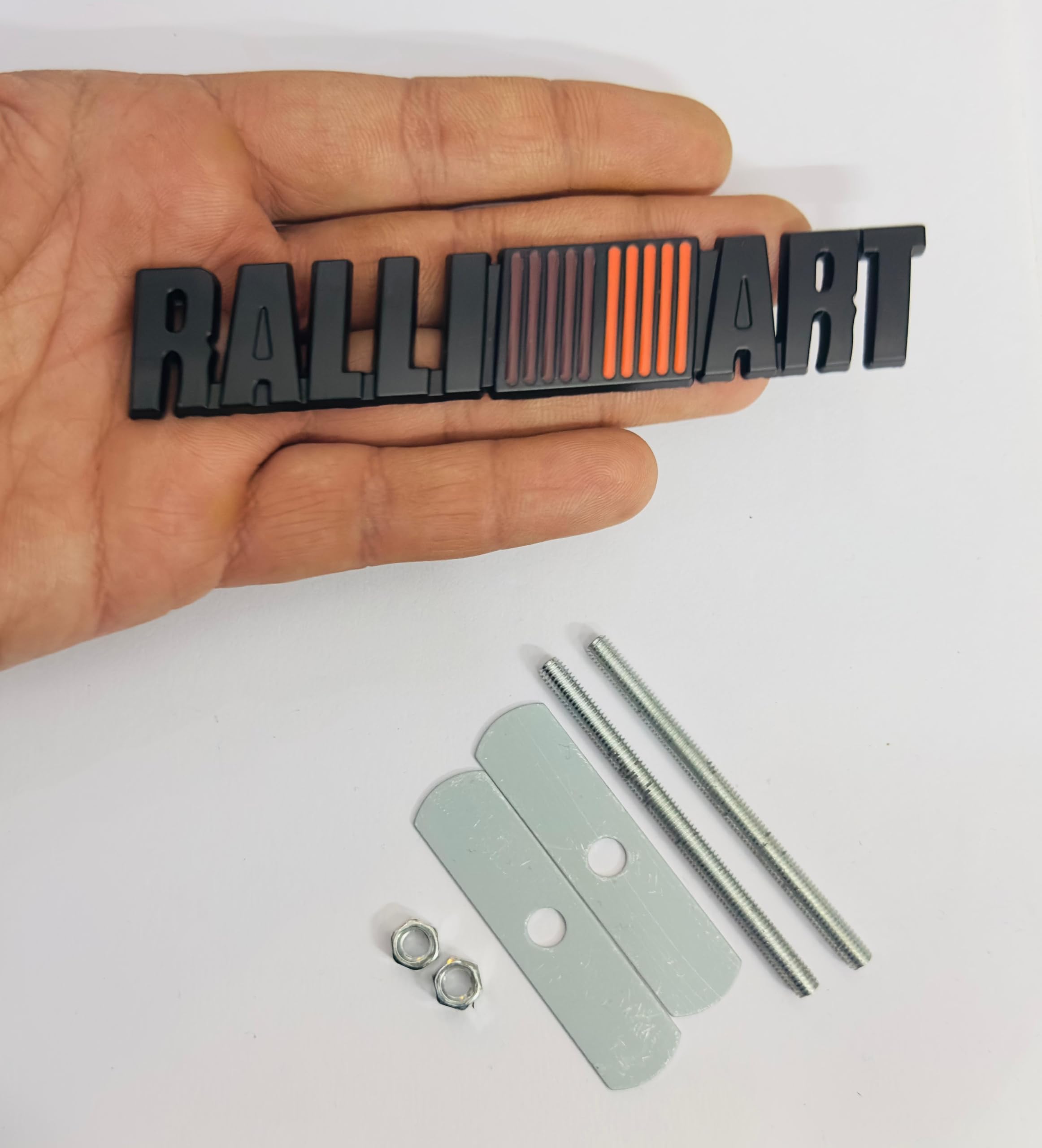 RALLIART 3D Grill Logo 12cmx2.2cm Mettalic Alloy Front Grill Badge Car Front Grill 3D Badge Auto Racing Grand Tourer for Car/Bike