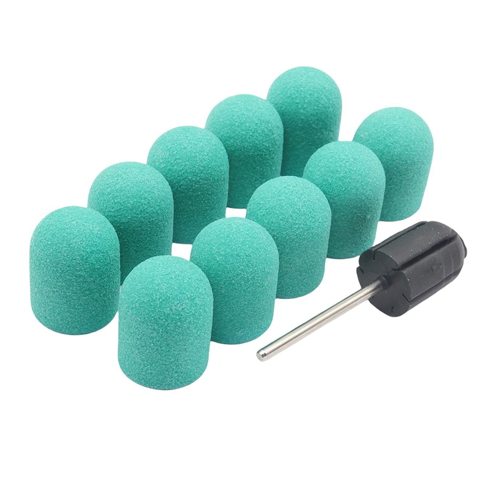 Schleifkappen Nagelfräser 10 Stück grüner schwarzer Nagel mit Bit, Nagelbohrer for Fußfeile, Hornhautentferner, Nagelpolierer(Black 120Grit)