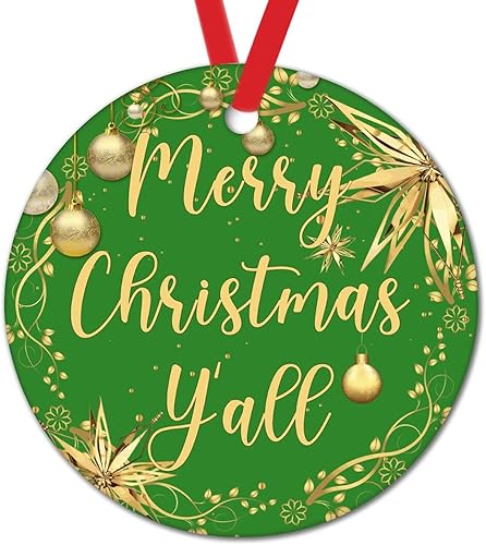 Miniatura 29 de Tree Decoration Ornaments Merry Christmas Y'all Ceramic Ornament Xmas Keepsake Gold Snowflake Ball Wreath Christmas Decor Welcome Winter Xmas