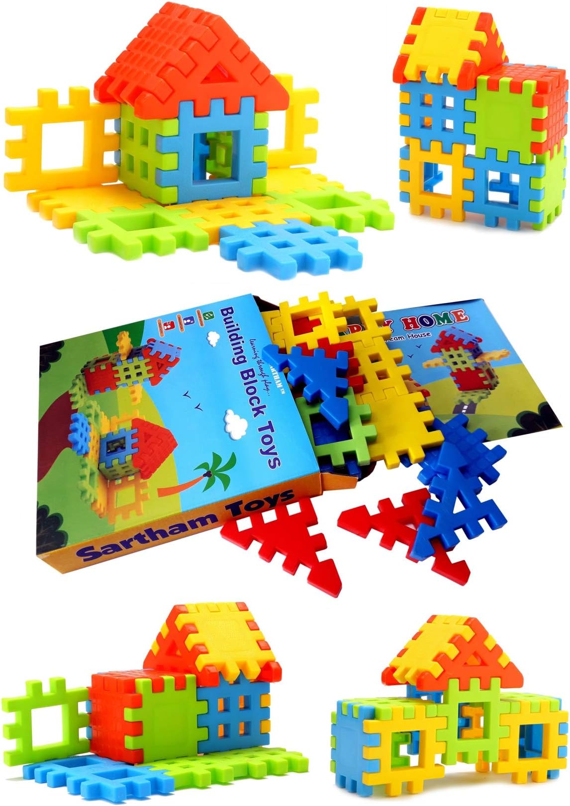 SARTHAM, Building Block Toy for Kids | Large 7.5 Centimeters Blocks | Age 3+, Multicolor | 20 Large Blocks