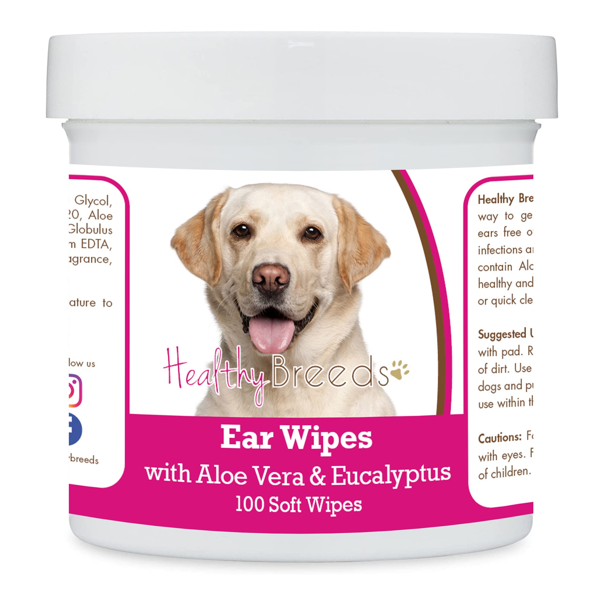 Healthy Breeds Labrador Retriever, Red, Ear Cleaning Wipes with Aloe &amp; Eucalyptus for Dogs 100 Count