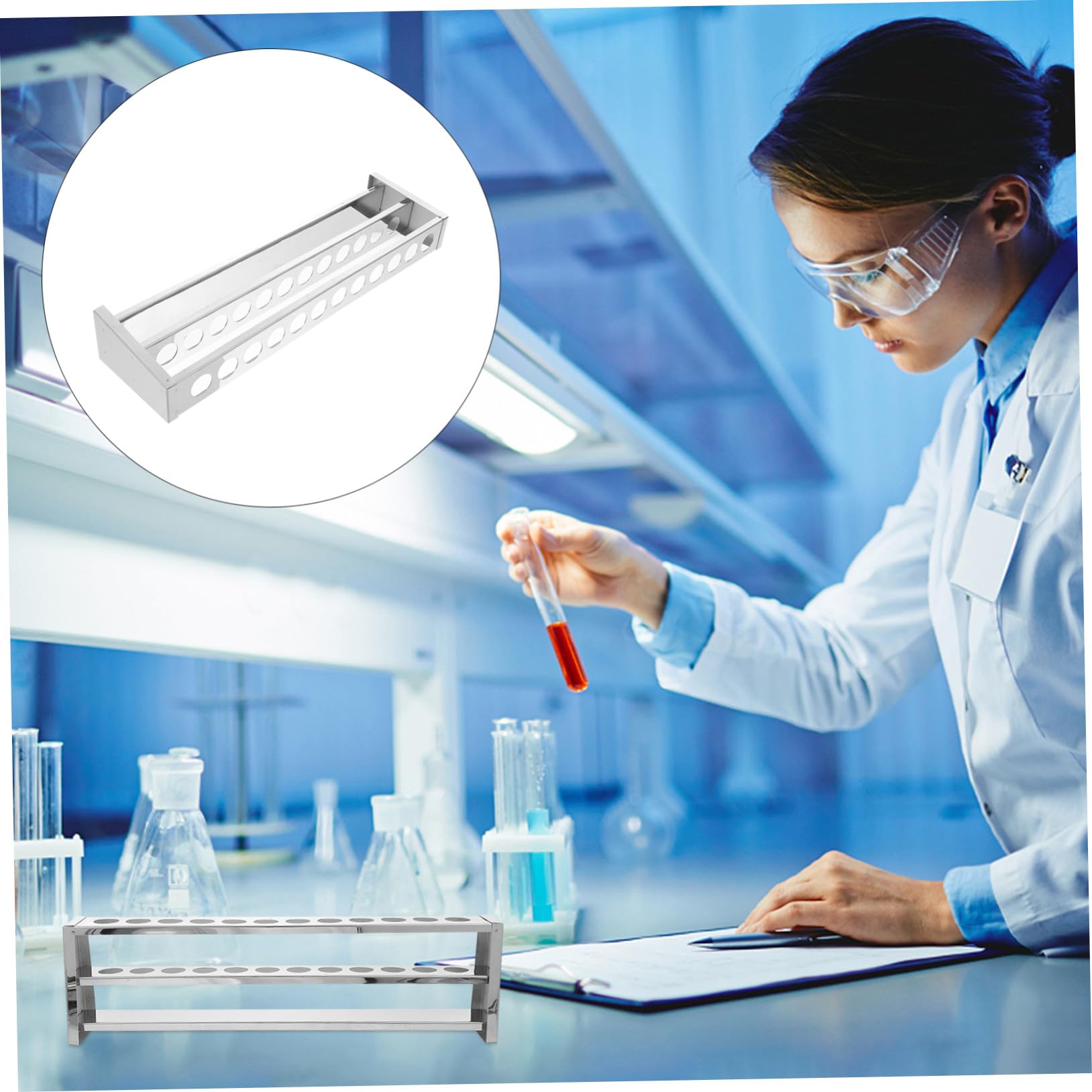Zerodeko Reagenzglasständer aus Edelstahl und Leichtem Design mit Glatter Oberfläche Stabiler Aufbewahrungshalter für Wissenschaftliche Forschung und Labore für Reagenzgläser