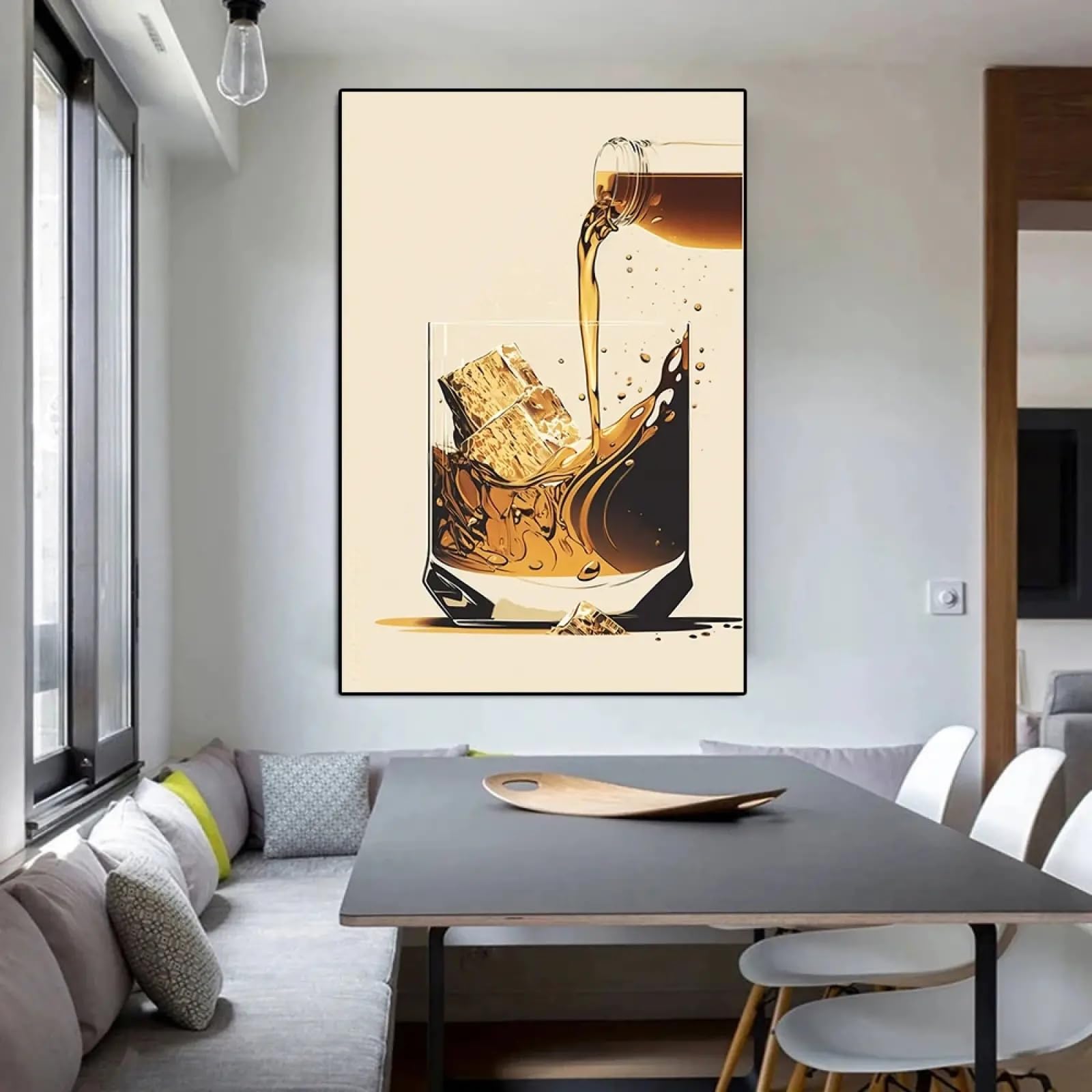 Déco murale salon terne toile vin versé affiche verre brandy moderne - 7