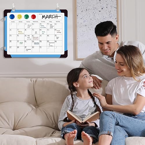 Miniatura 6 de Pizarra blanca con calendario de borrado en seco, pizarra blanca magnética, pizarra de borrado en seco, calendario mensual de 16 x 12 pulgadas,