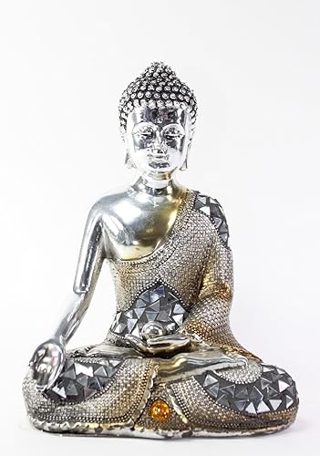 Feng Shui 8 "Galvanizado en reposo meditando Buda estatuas de paz (G16500)