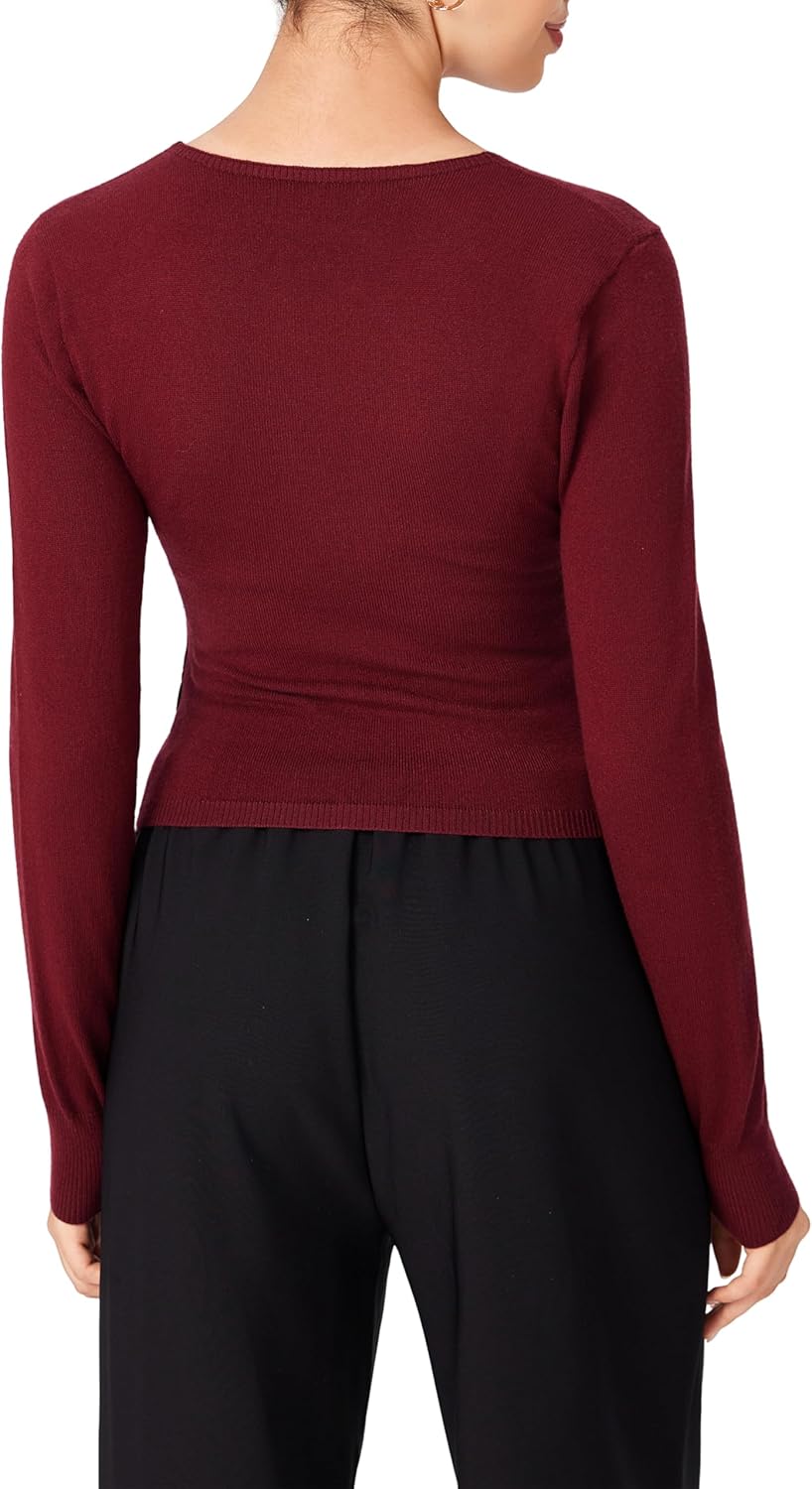 CIDER Wrap Sweaters for Women Trendy Long Sleeve V Neck Cross Front Ruched Knit Cozy Pullover Sweater Tops - Image 5