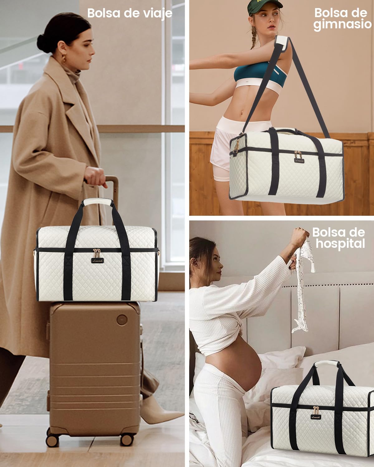 LOVEVOOK Bolsa de Viaje Mujer, Grande Apertura Bolso Viaje Maternidad Hospital, Travel Bag Bolsa Fin de Semana Mujer Bolsas Gimnasio Deporte Gym Bag