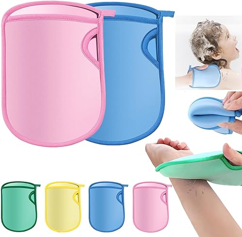Esponja Saca Mugre Del Cuerpo,Esponjas Saca Mugre, guante removedor de piel muerta, esponja de ducha estilo guante (rosa + azul)