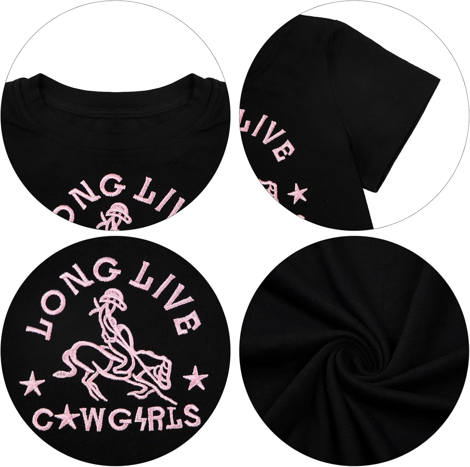 Girls Western Shirt Cowgirls Embroidered Country T Shirt Long Live Shirts Horseback Rider Tassel Fringe Tee Tops - Image 6