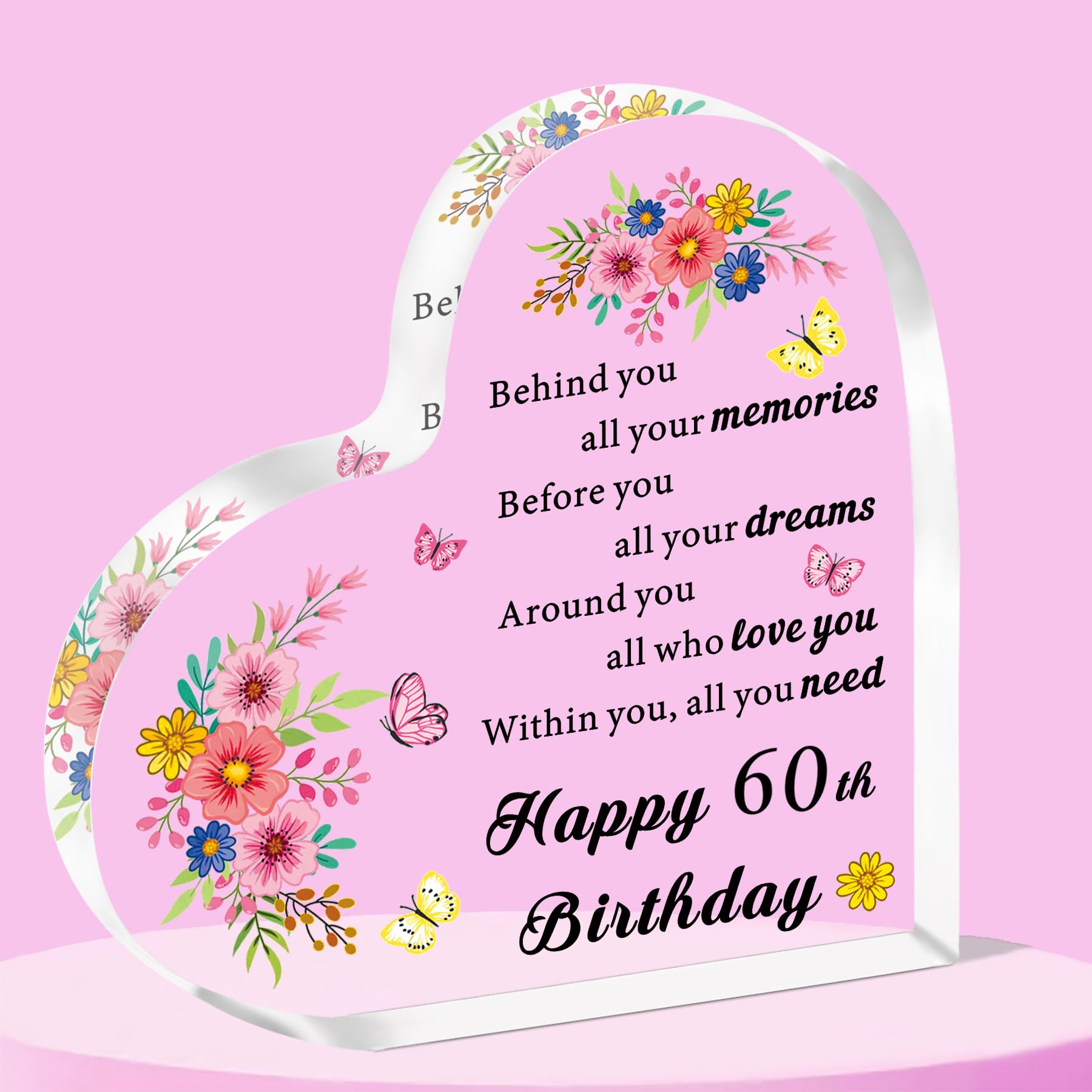 SMARGO 60th Birthday Gifts for Women 60th Birthday Acrylic Plaque Keepsake Unusual 60th Birthday Gifts for Her Special 60th Birthday Gifts for Mum Friend Sister
