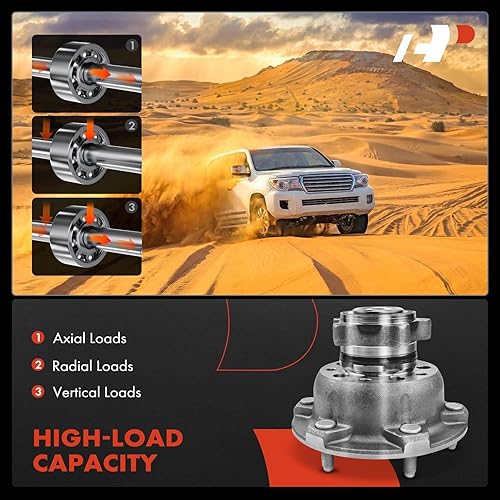 Miniatura 4 de A-Premium Cojinete de rueda delantera y conjunto de cubo con 6 lengüetas compatible con Ford Transit-250 2015, Transit-350 2015-2017, Transit-350 HD