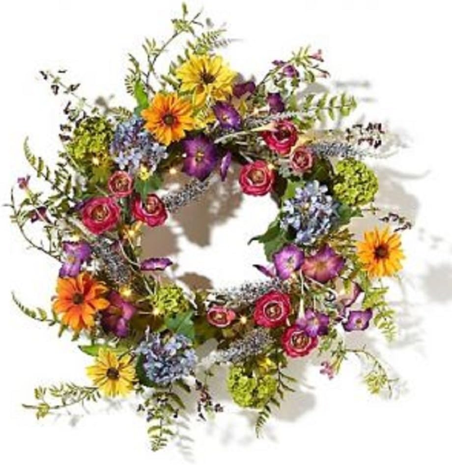 Winter Lane Battery Operated 24 LED Wreath with Ornaments Jeweltone 229520
