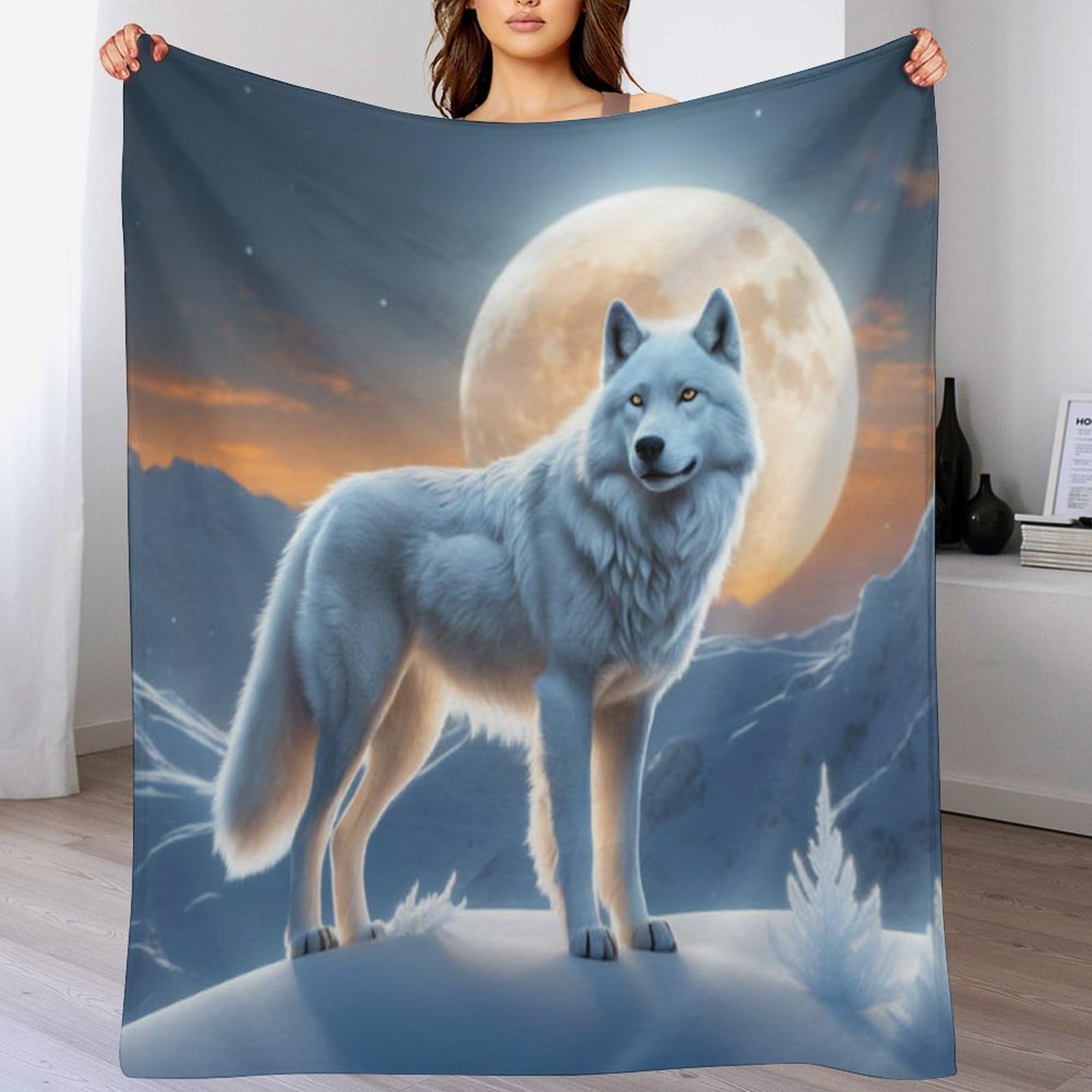 Couverture loup flanelle pour des soirées cocooning sur le canapé