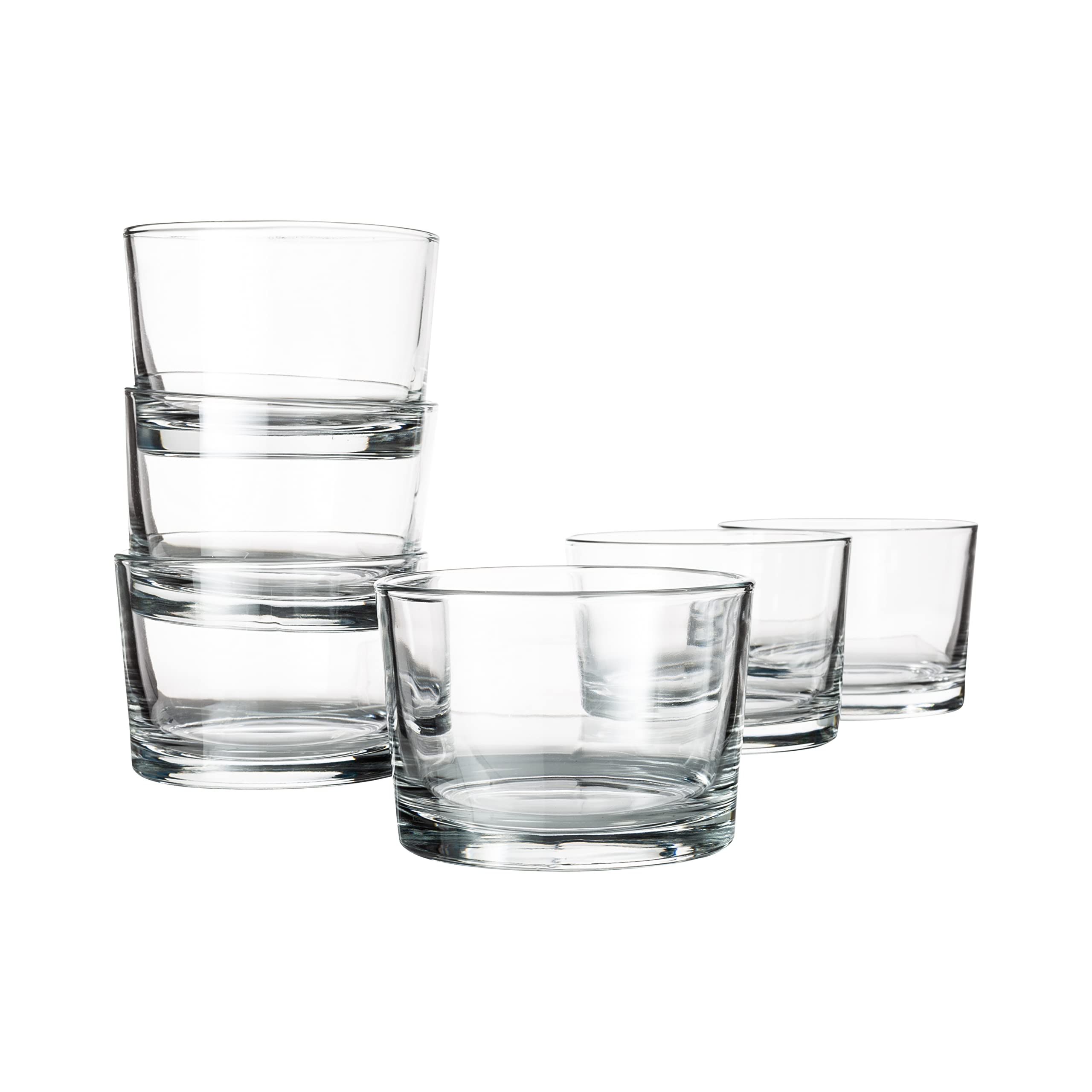 VikkoSmall Glass Bowls: 7 Oz Tasting Glasses - Stackable Bodega Glasses - Glass Dessert Cups - Perfect as Custard Cups, Prep Bowls, Parfait Glasses, and Cocktails - Set of 6 Short Glasses - 3.2"x2"