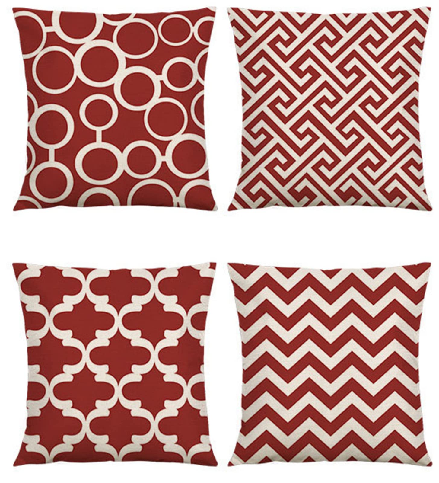 Housses de coussin d'extérieur imperméables 60x60 rouge blanc coussin canape