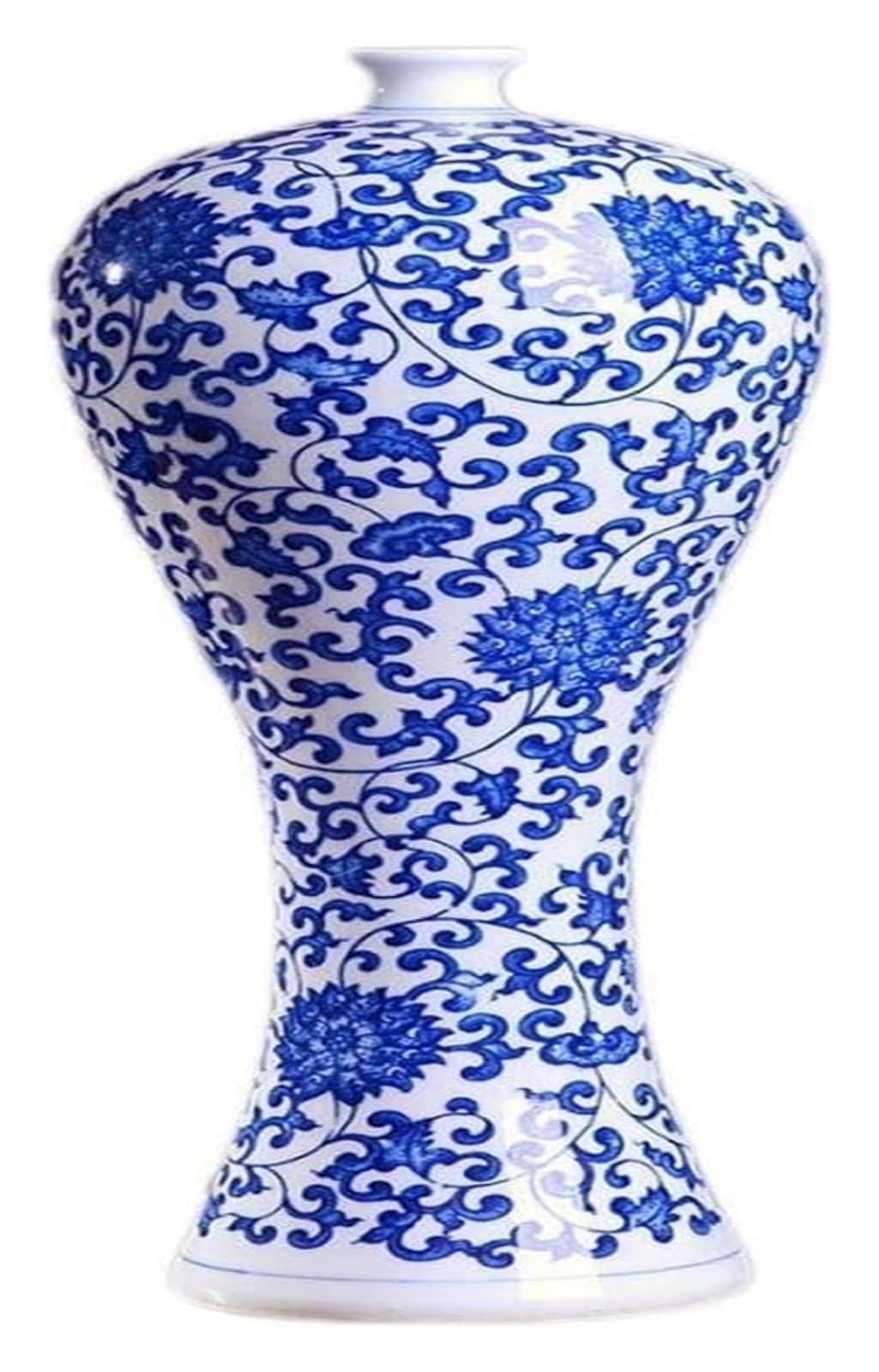 Vase Desktop Porcelain Ceramic Modern Chinese Flower Arrangement Bottle Simplicity White Decoration Jar Decorative(Natural)