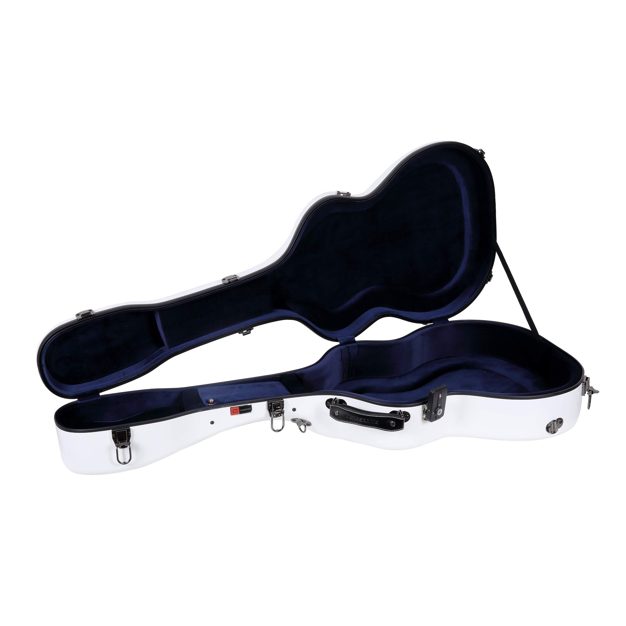 Crossrock Deluxe Fiberglas-Koffer für OM, Martin 000 Gitarren, TSA-Verriegelung (CRF2021OMWT)