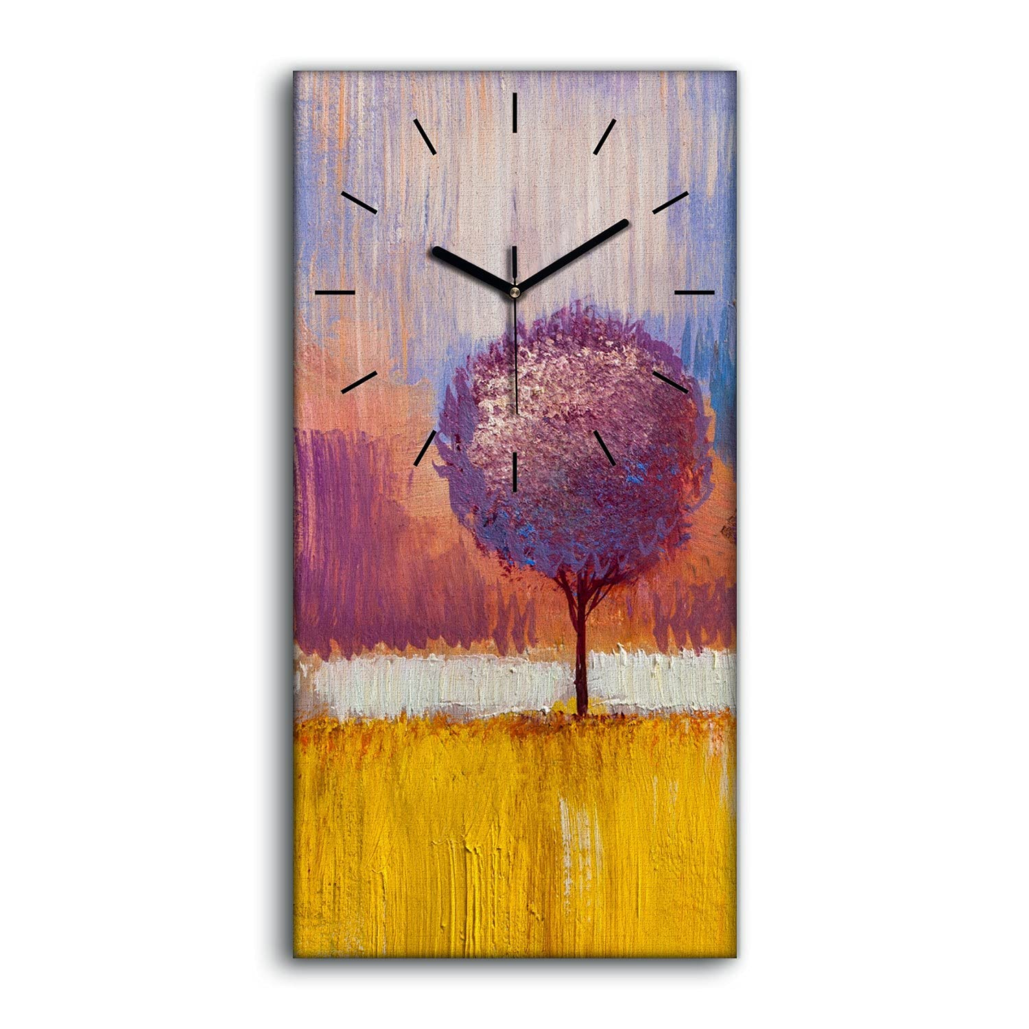 Horloge sur Toile Image Art Moderne Décoration Salon Chambre Arbre Rouge 30x60